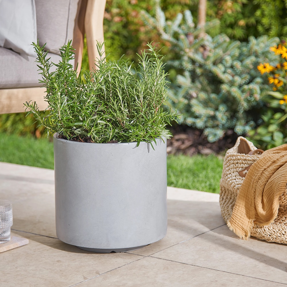 Ghiveci flori VERVE, lut, D 32 cm, gri deschis