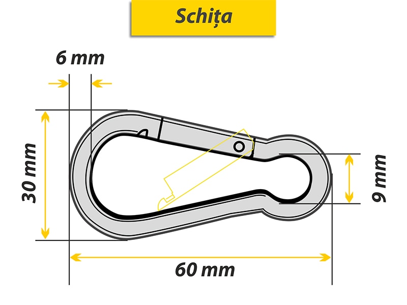 Carabina cu clapa, 6 x 60 mm, otel, argintiu