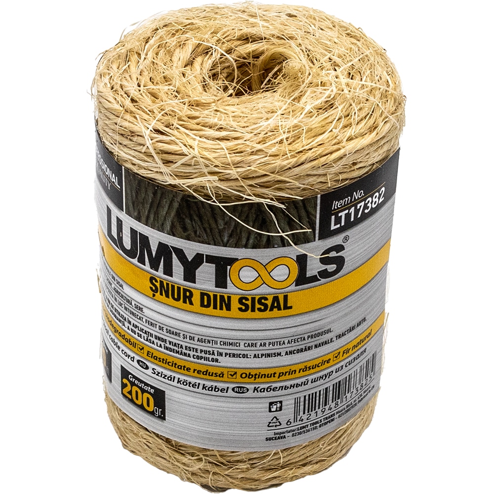 Snur LUMY TOOLS, sisal, 70 m, 200 g, bej