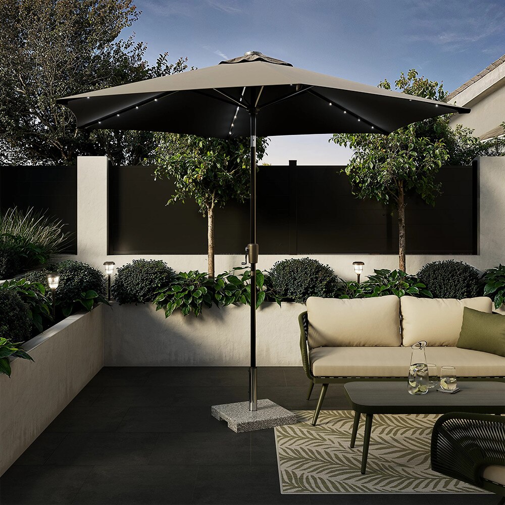 Umbrela gradina inclinabila GOODHOME Ottery, 3 m, D290 cm, UPF30, deschidere tip manivela, aluminiu si poliester, negru