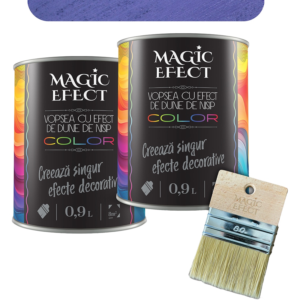 Pachet 1 plus 1 Vopsea cu efect de dune de nisip Magic Effect, pensula inclusa, mov, 0.9L