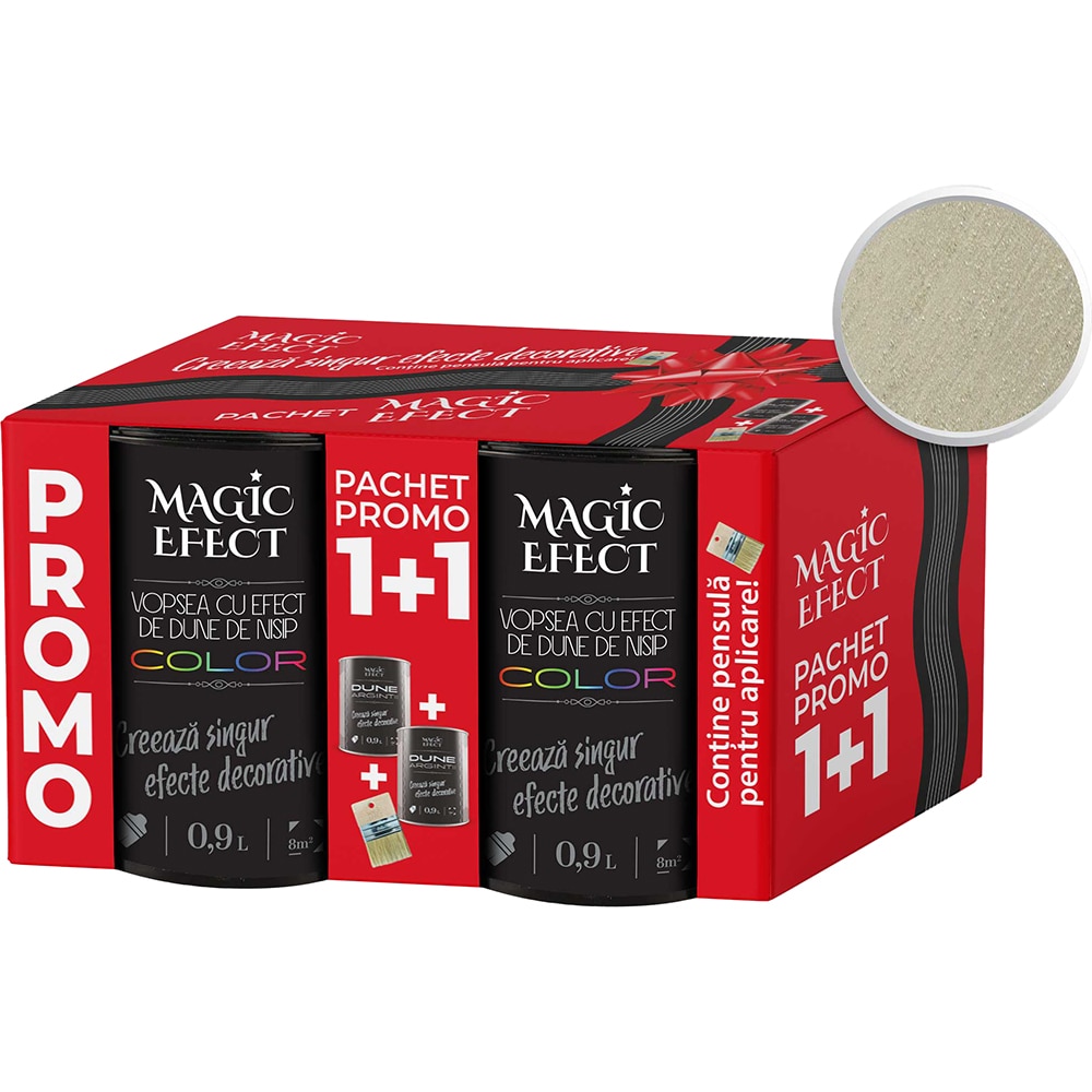 Pachet 1 plus 1 Vopsea cu efect de dune de nisip Magic Effect, pensula inclusa, ivoire, 0.9L