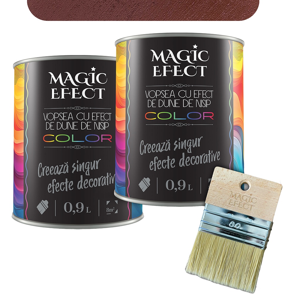 Pachet 1 plus 1 Vopsea cu efect de dune de nisip Magic Effect, pensula inclusa, maro nisip africa, 0.9L