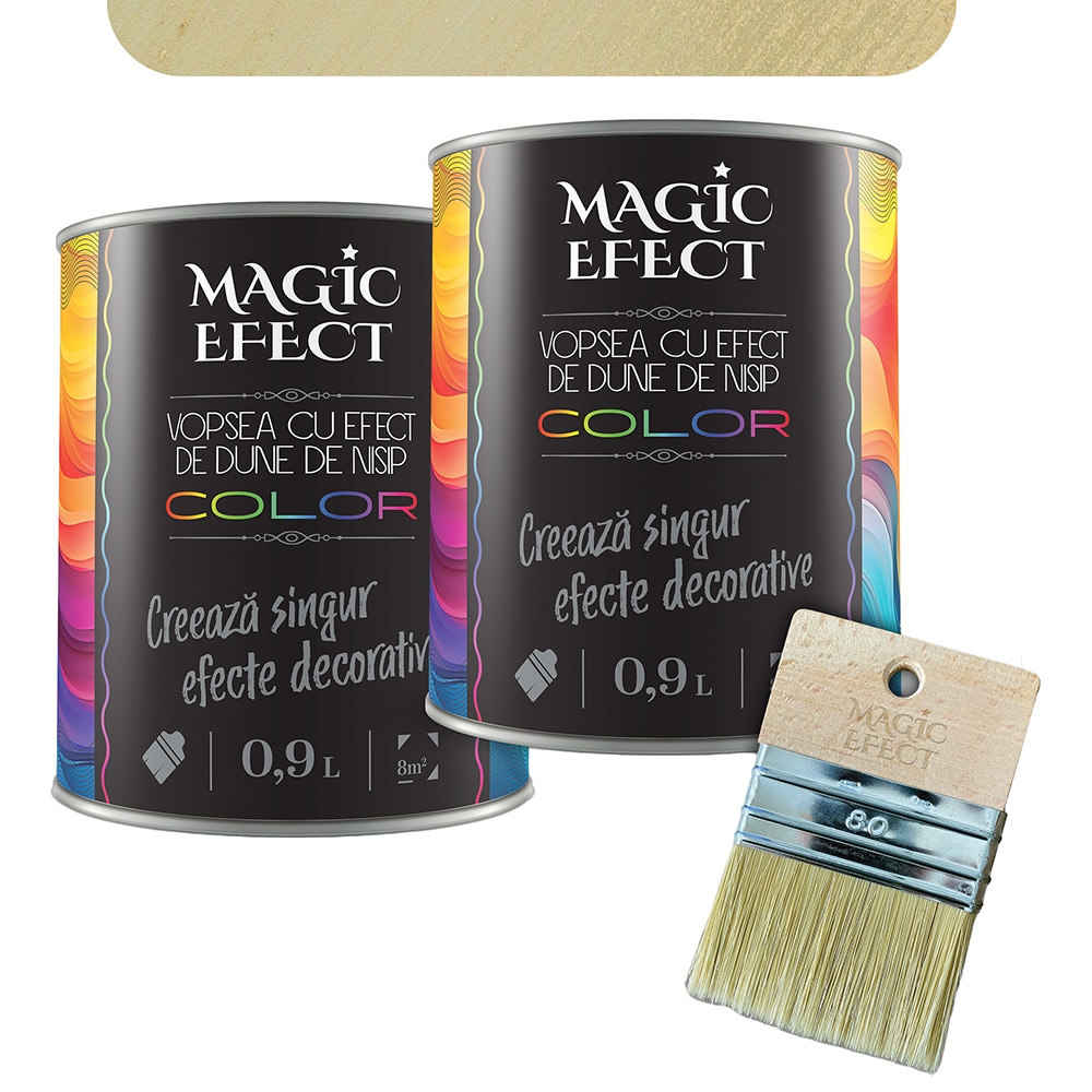 Pachet 1 plus 1 Vopsea cu efect de dune de nisip Magic Effect, pensula inclusa, auriu vanila dream, 0.9L