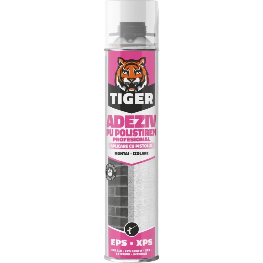Adeziv poliuretanic pentru polistiren TIGER, aplicare cu pistol, 700 ml