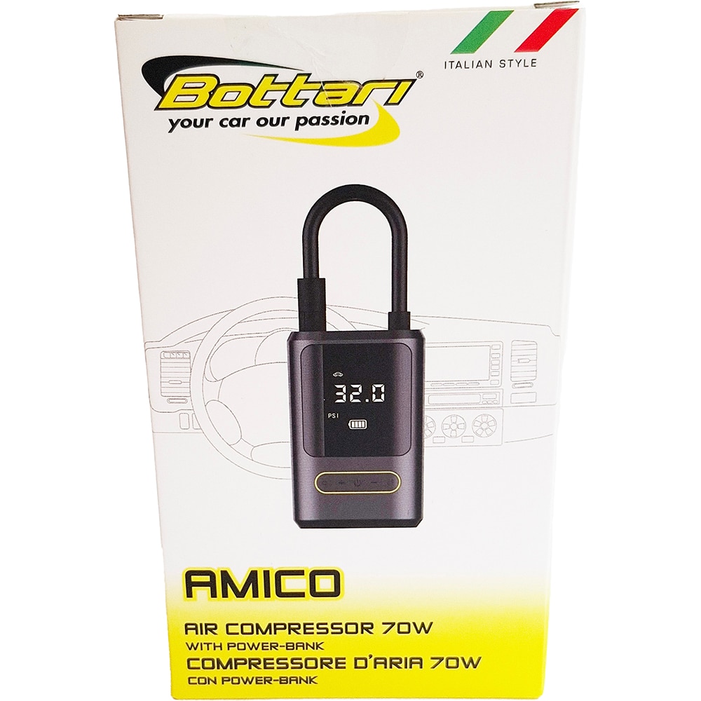 Compresor auto BOTTARI Amico Plus, 70W, 10bar, negru