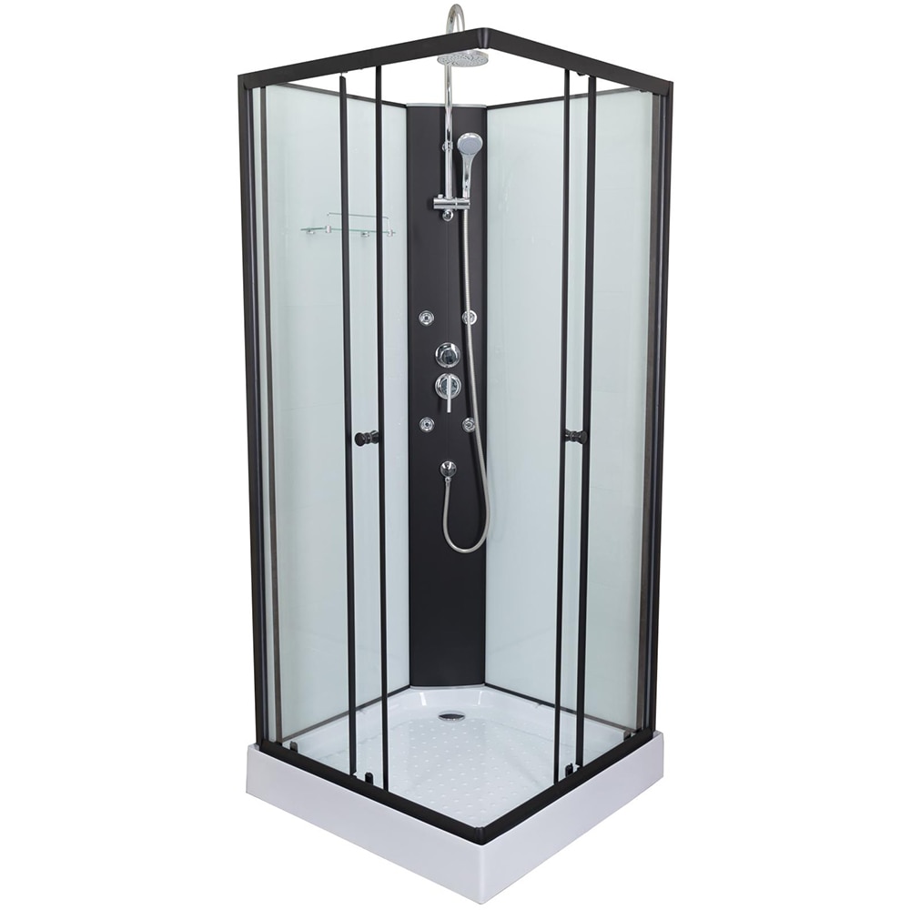 Cabina de dus cu hidromasaj SANOTECHNIK Stil PS18B, 90 x 90 x 225 cm, sticla securizata 4mm, profil negru