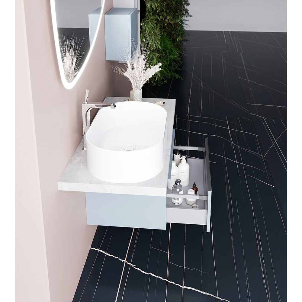 Lavoar pe blat SAVINIDUE, ceramica, 55 x 37 cm, alb