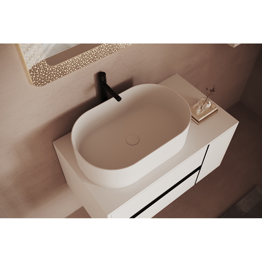 Lavoar pe blat SAVINIDUE, ceramica, 55 x 37 cm, alb