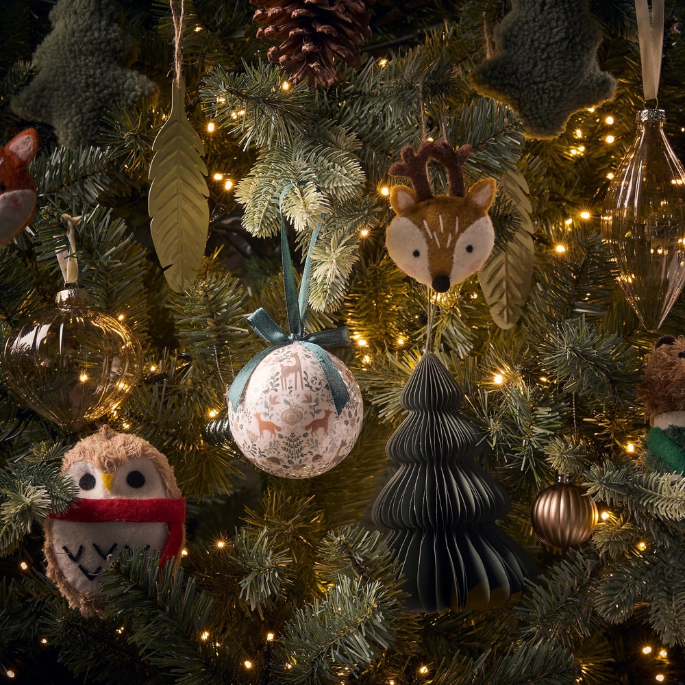 Set ornamente brad Frunze, 3 bucati, 8.6 cm, auriu