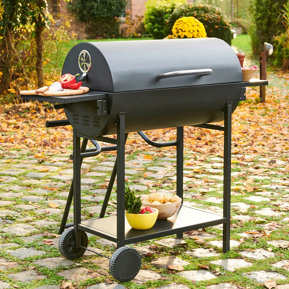 Gratar carbune Stockholm, 83 cm, 2 suprafete, 2 role, negru