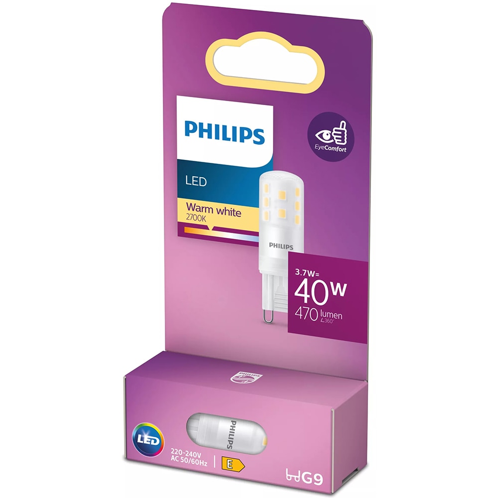 Bec LED Capsula PHILIPS 8720169301696, 3.7W, 470lm, lumina calda