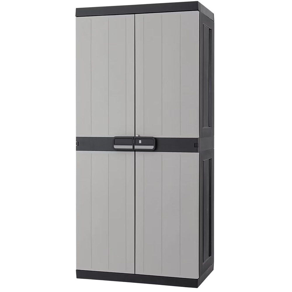 Dulap GOODHOME Links, plastic, 89 x 54 x 190 cm, gri-negru