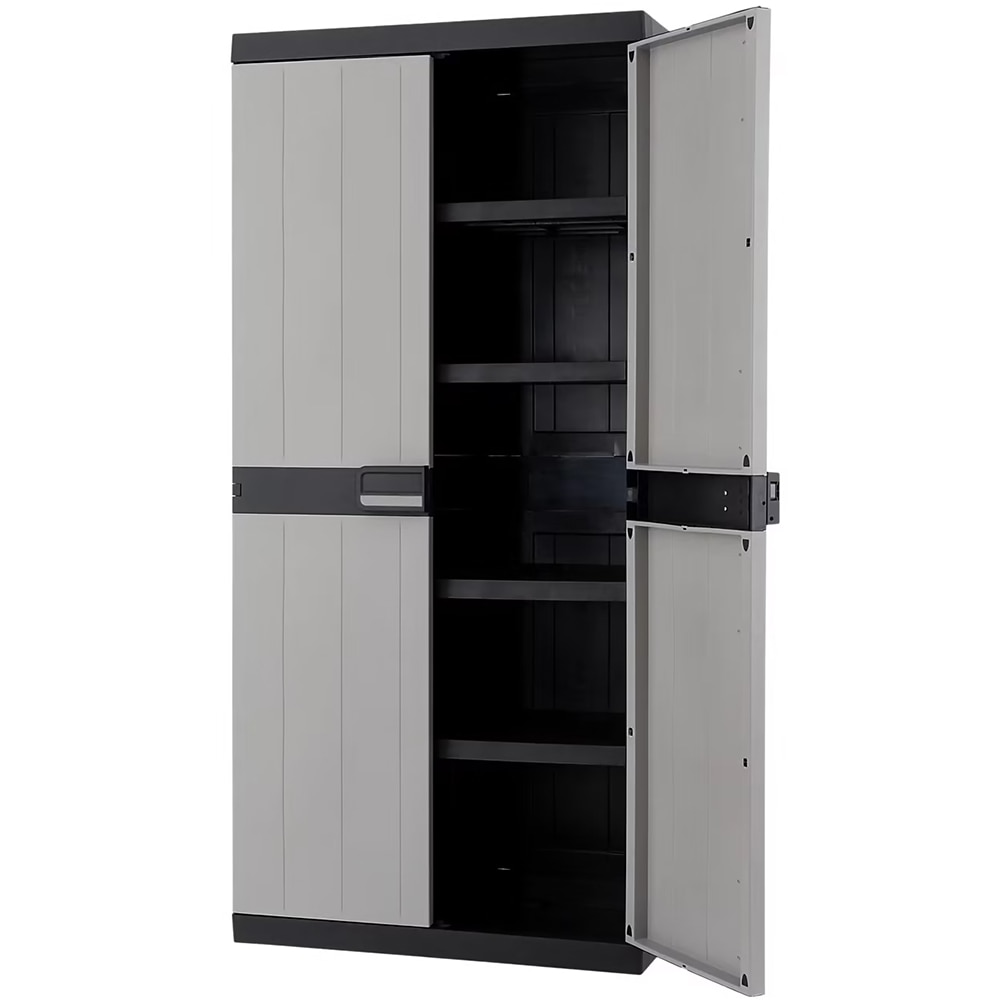 Dulap GOODHOME Links, plastic, 89 x 54 x 190 cm, gri-negru