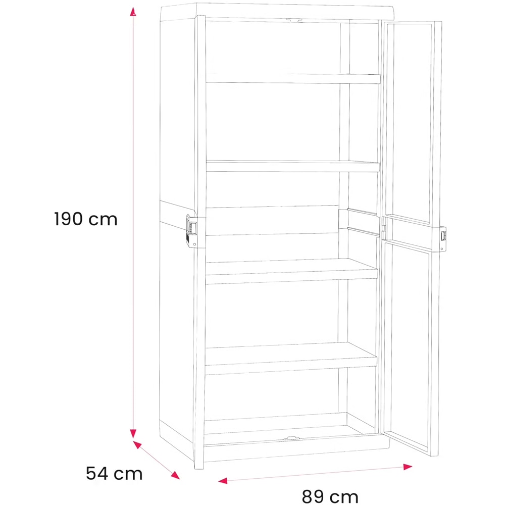 Dulap GOODHOME Links, plastic, 89 x 54 x 190 cm, gri-negru