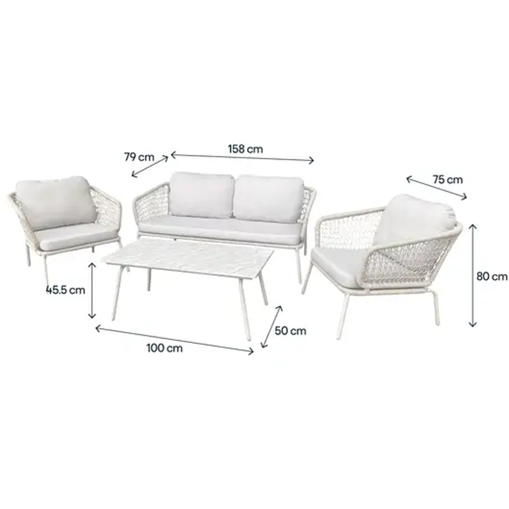 Set mobilier gradina GOODHOME Anogia, 4 piese, crem