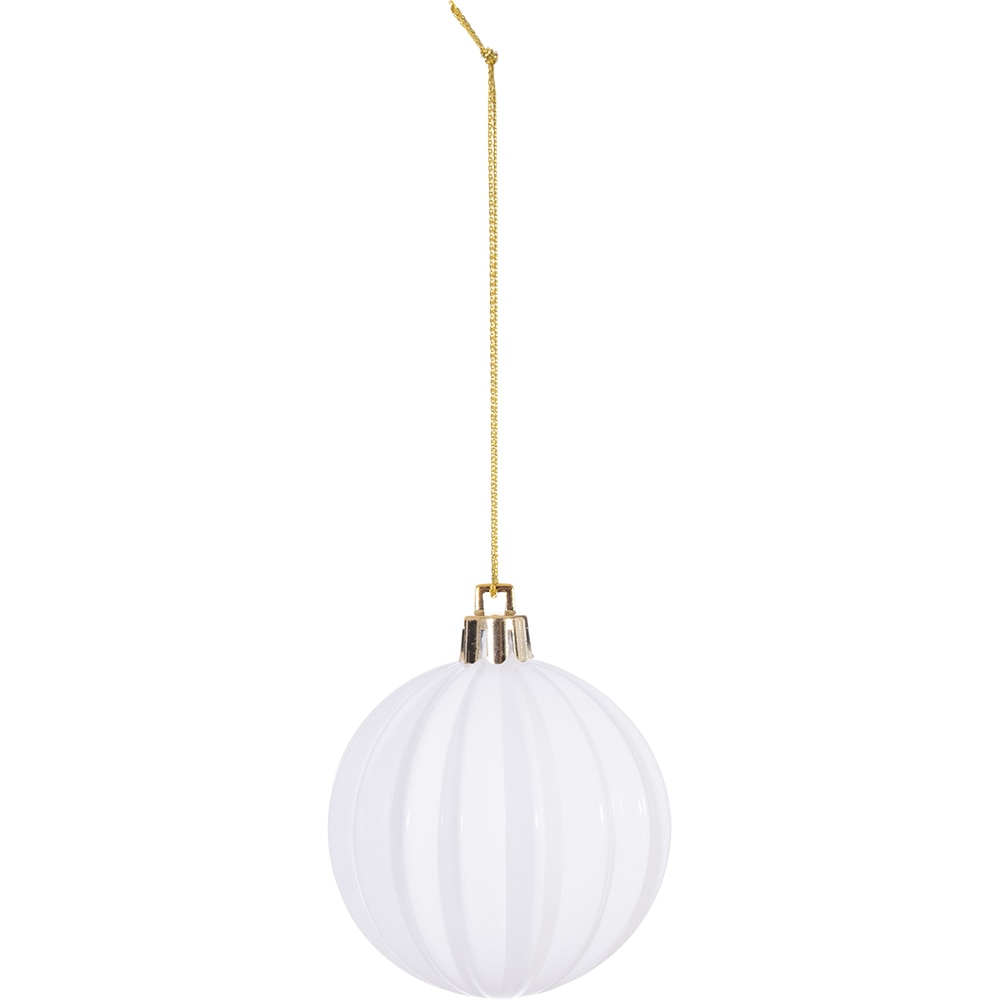 Set globuri de Craciun, 8 bucati, 6 cm, alb