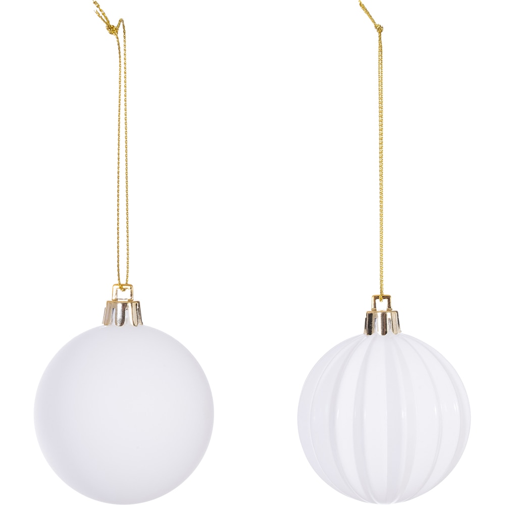 Set globuri de Craciun, 8 bucati, 6 cm, alb