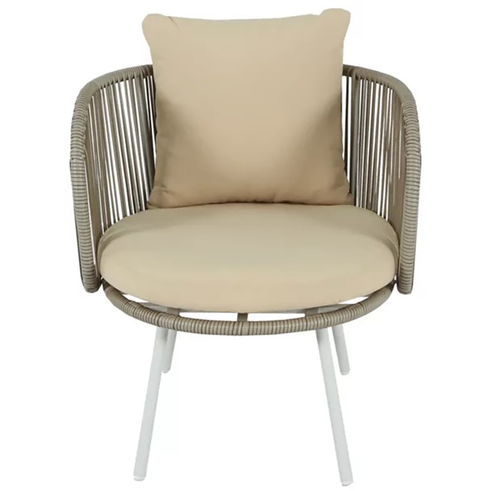 Set mobilier de balcon GOODHOME Nema, perne incluse, bej, lemn si poliester, 3 piese