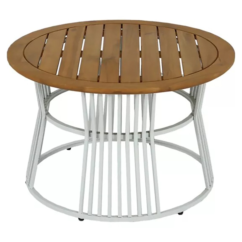 Set mobilier de balcon GOODHOME Nema, perne incluse, bej, lemn si poliester, 3 piese