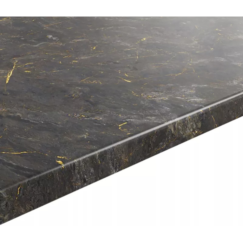 Blat bucatarie GOODHOME, 300 x 62 x 3.8 cm, PAL, negru/auriu marmura