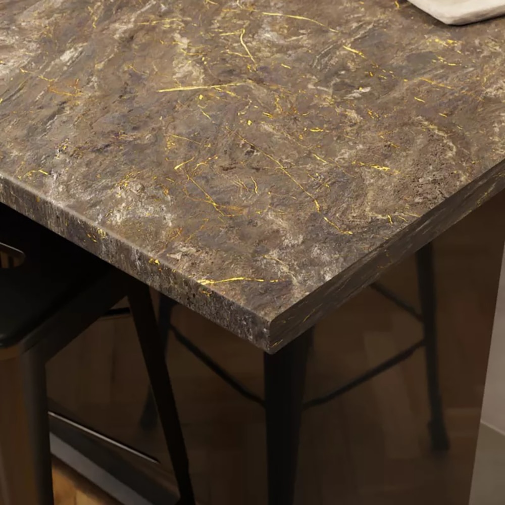 Blat bucatarie GOODHOME, 300 x 62 x 3.8 cm, PAL, negru/auriu marmura