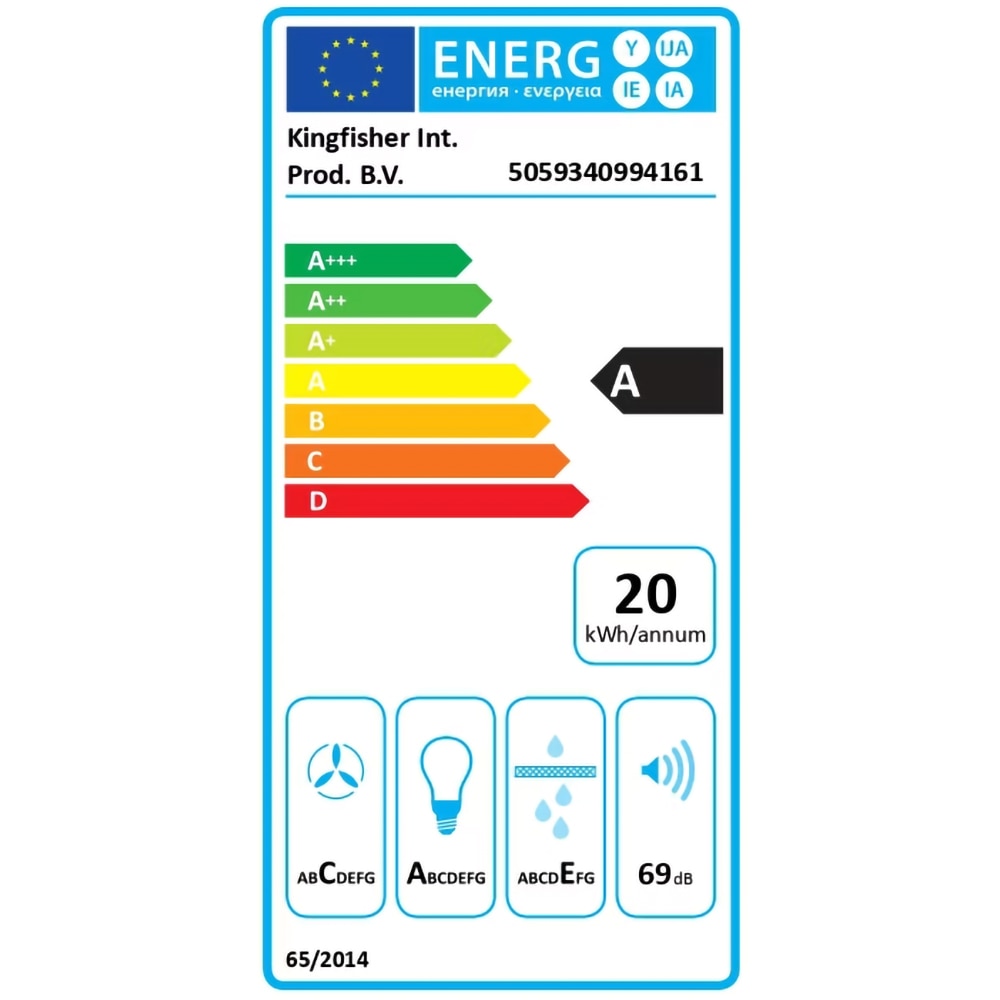 Hota decorativa NNCGHB60EU, 1 motor, 409 m3/h, L 60 cm, negru