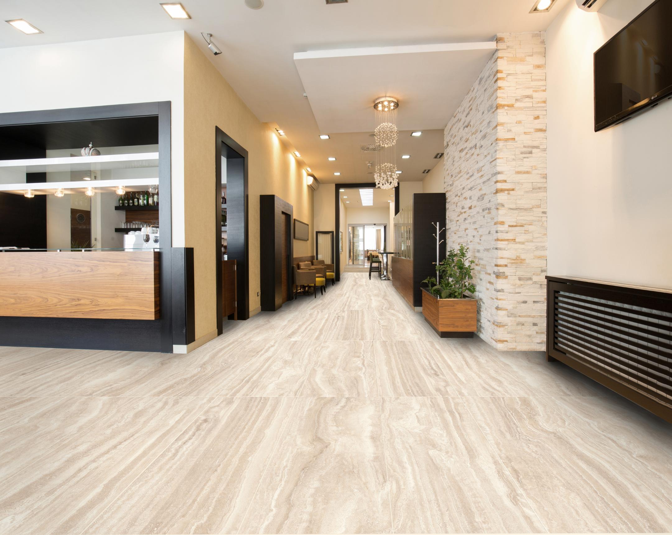 Gresie interior Travertino, marmura bej mat, 60 x 120 cm, 10 mm, 1.44 m2/cutie