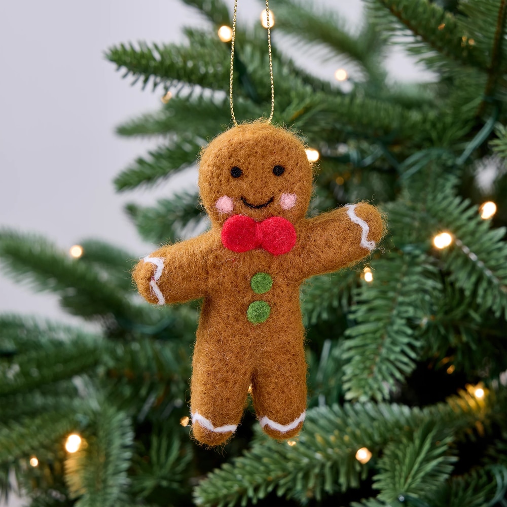 Decoratiune brad Om de turta dulce, 11 cm, maro