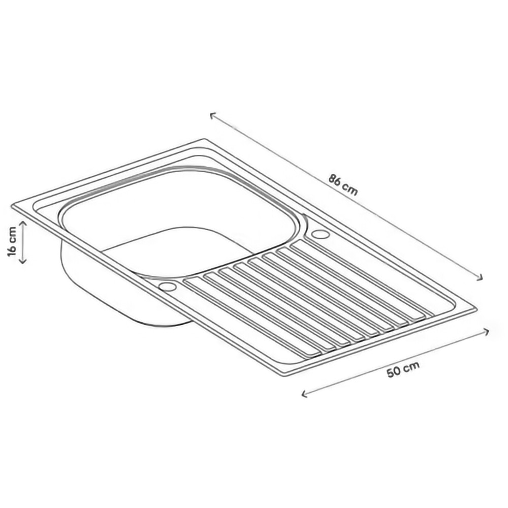 Chiuveta bucatarie Jabiri Linen, 1 cuva, picurator reversibil, 86 x 50 cm, inox