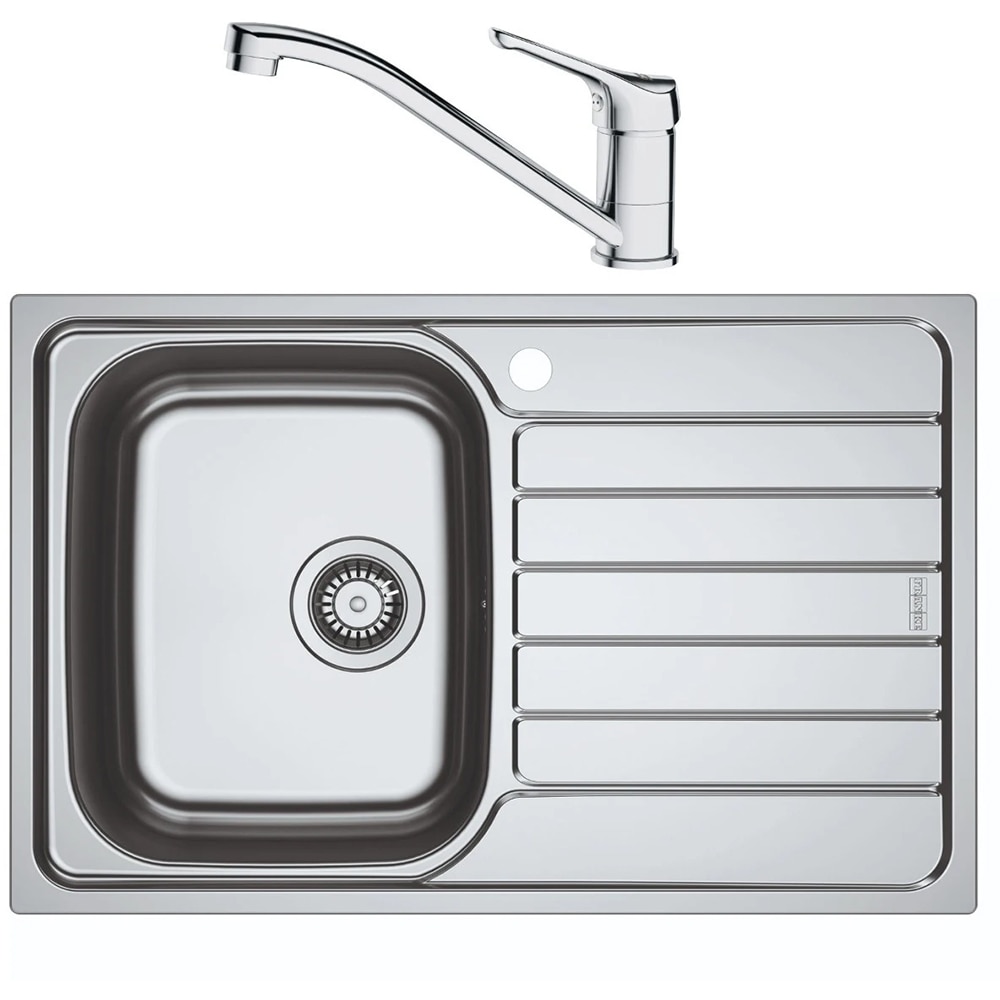 Pachet chiuveta FRANKE SKL 611-78/50, 1 cuva, picurator dreapta, inox + baterie Basic, crom