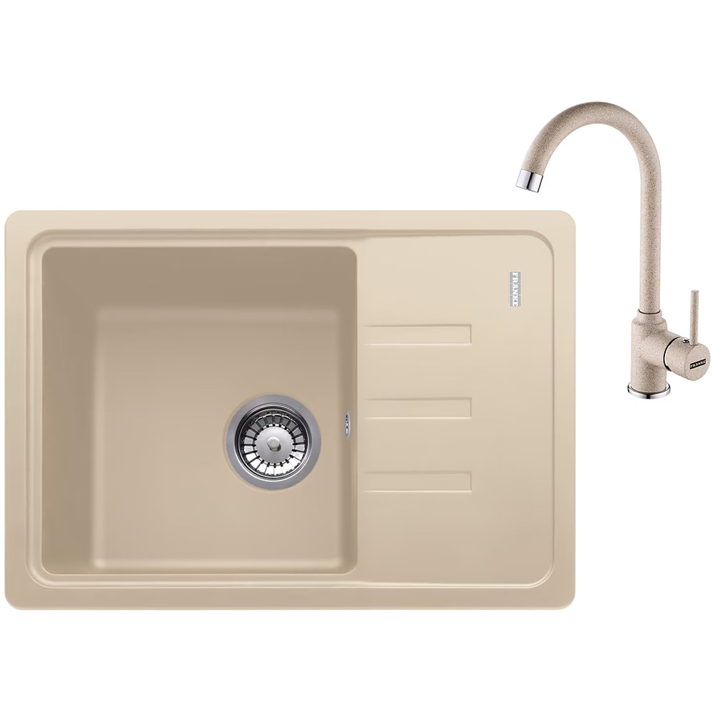 Pachet chiuveta FRANKE BSG 611-62, 1 cuva, picurator reversibil, compozit granit + baterie Novara Plus, avena