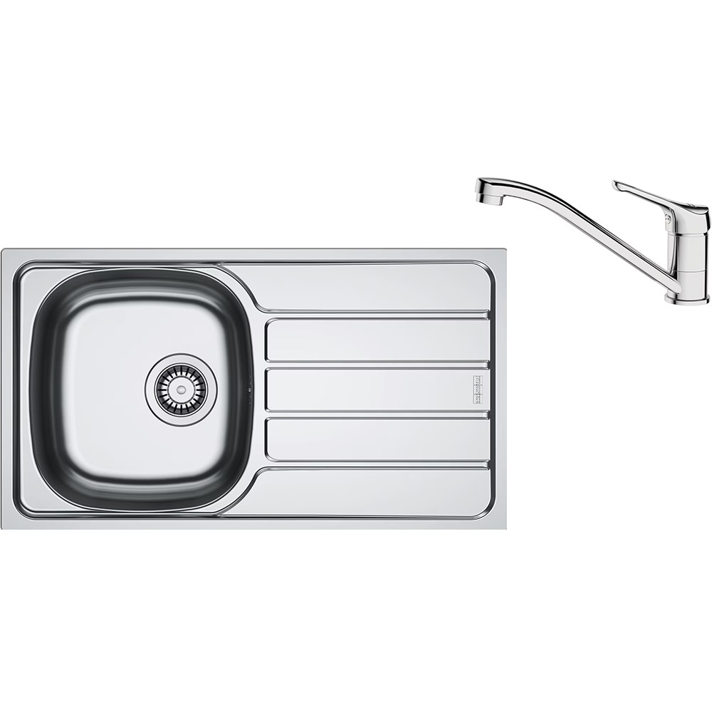 Pachet chiuveta FRANKE SKN 611-78/44, 1 cuva, picurator dreapta, inox + baterie Basic, crom