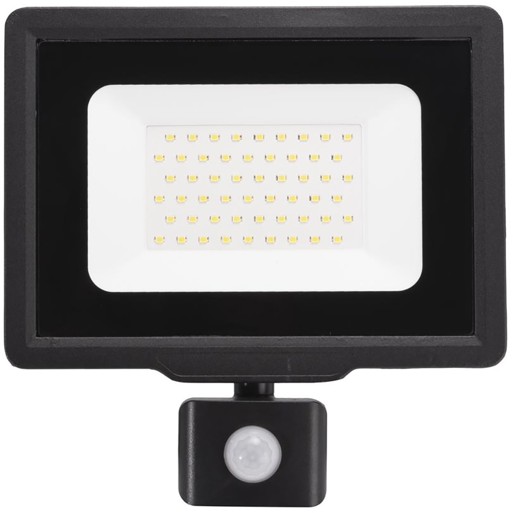 Proiector senzor LED NOVELITE SMD Slim V2, 50W, 4250lm, IP65, lumina rece, negru