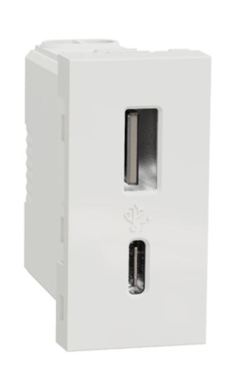 Priza USB 1m tip A + C (15W) alb