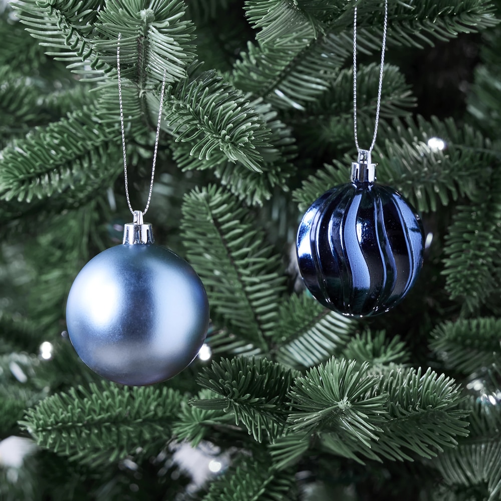Set globuri de Craciun, 8 bucati, 6 cm, bleumarin