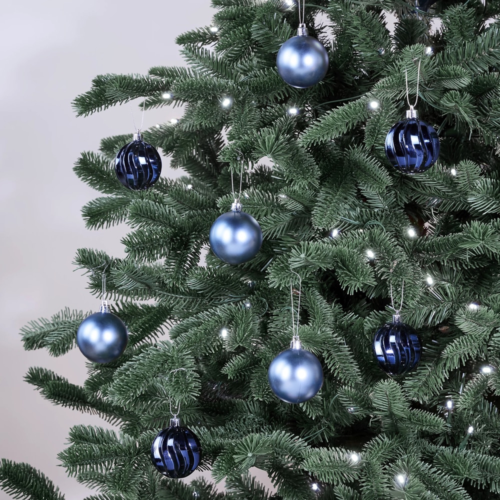 Set globuri de Craciun, 8 bucati, 6 cm, bleumarin