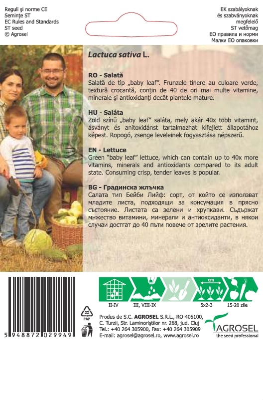 Seminte salata creata alba Lollo Bionda AGROSEL, 5.15 g