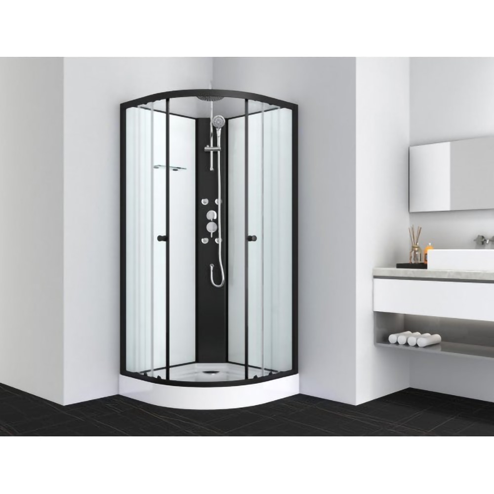 Cabina de dus cu hidromasaj SANOTECHNIK Reload PS16B, 90 x 90 x 225 cm, sticla securizata 4mm, profil negru