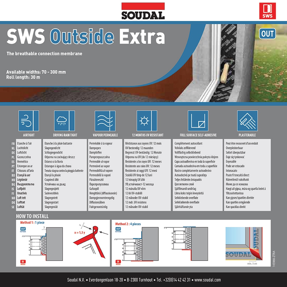 Banda antivapori pentru exterior SOUDAL SWS, 100 mm x 30 m