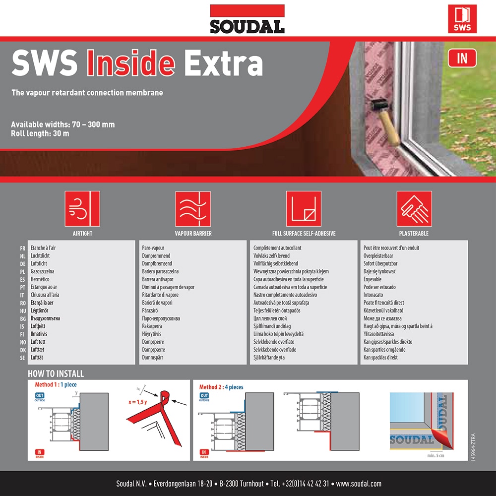 Banda antivapori pentru interior SOUDAL SWS, 70 mm x 30 m