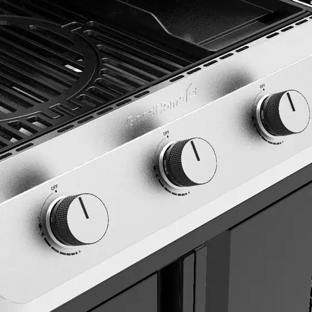 Gratar pe gaz GOODHOME GH3RO, 63 x 43 cm, 4 arzatoare, argintiu