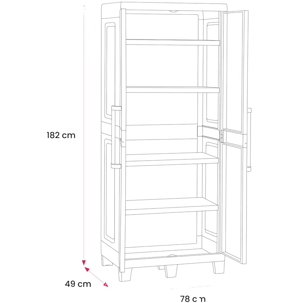Dulap GOODHOME Major, plastic, 78 x 49 x 182 cm, gri