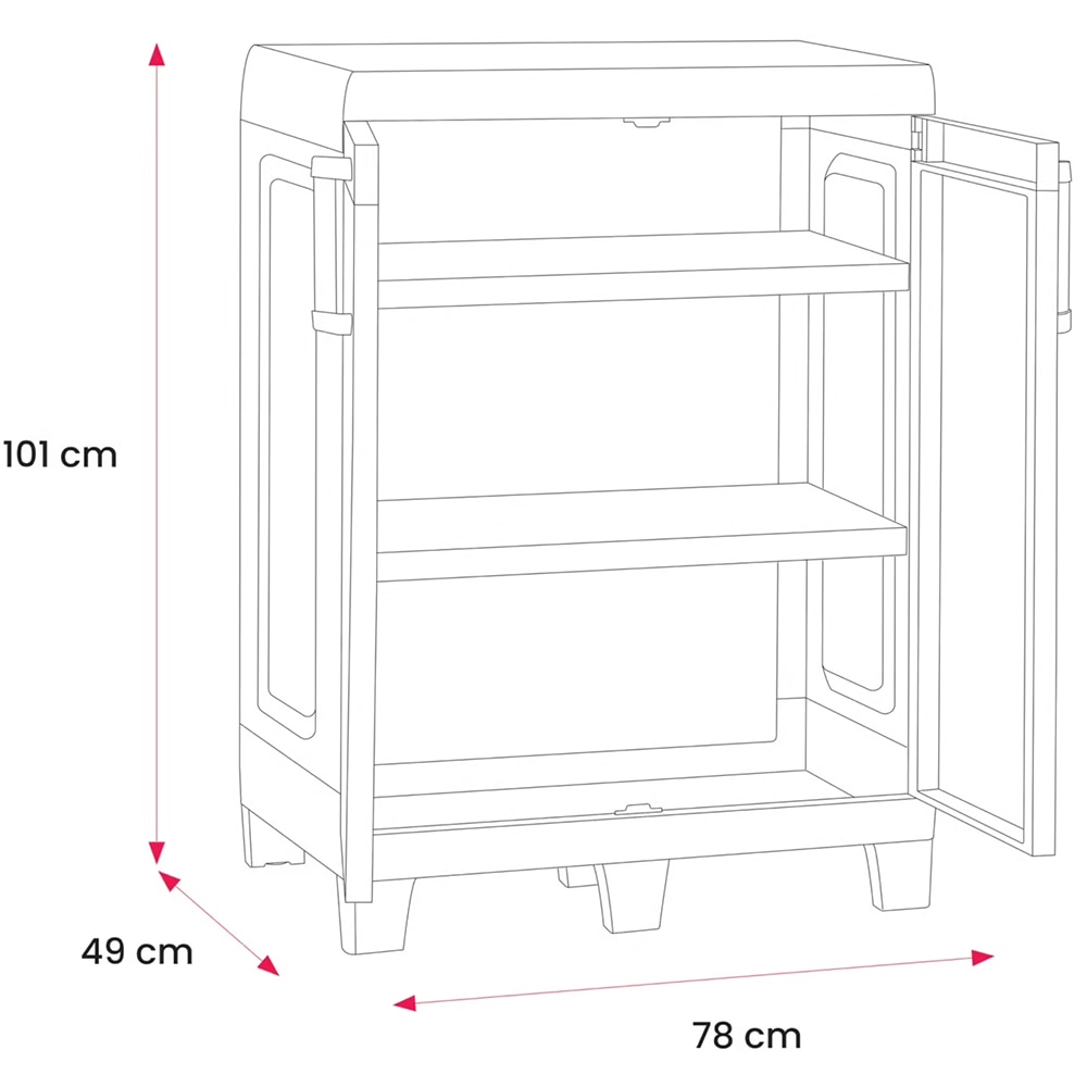 Dulap GOODHOME Major, plastic, 78 x 49 x 101 cm, gri deschis