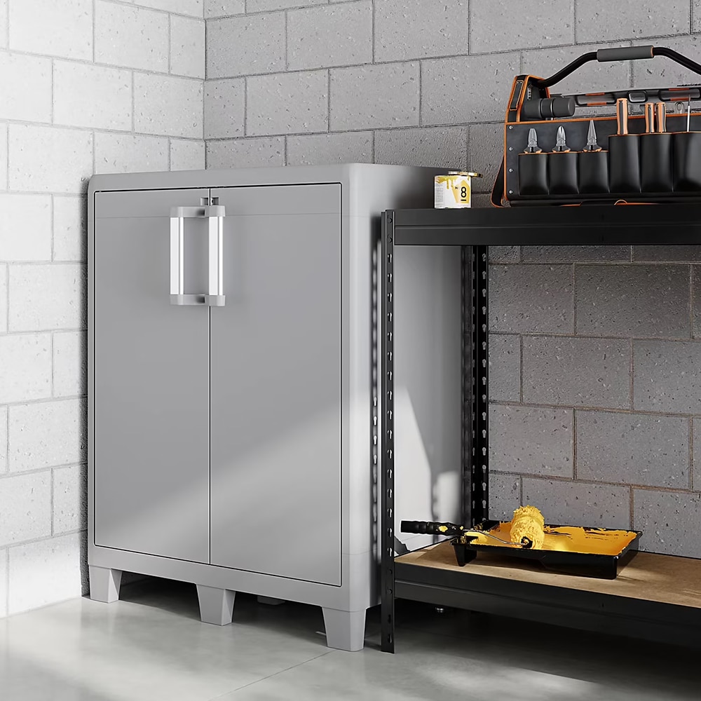 Dulap GOODHOME Major, plastic, 78 x 49 x 101 cm, gri deschis