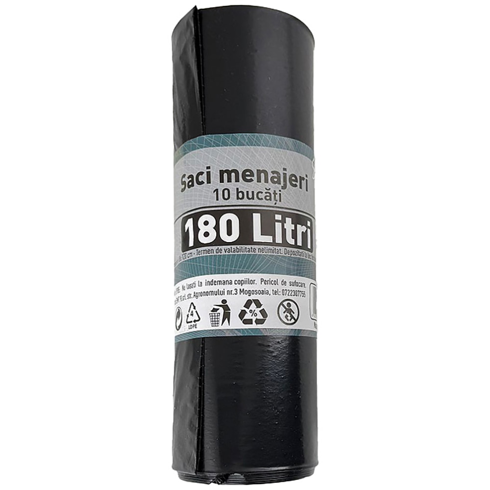 Saci menajeri, 10 bucati, 180 l, negru