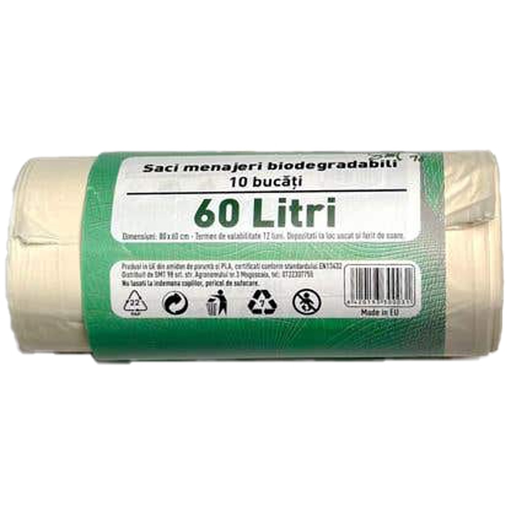Saci menajeri, 10 bucati, 80 x 60 cm, 35 l, crem