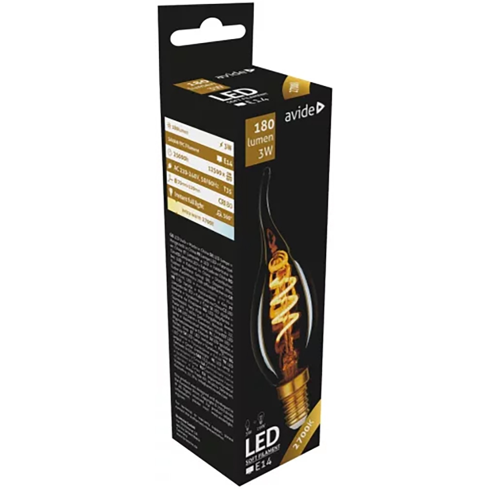 Bec LED filament AVIDE , E14, 3W, 180lm, lumina calda