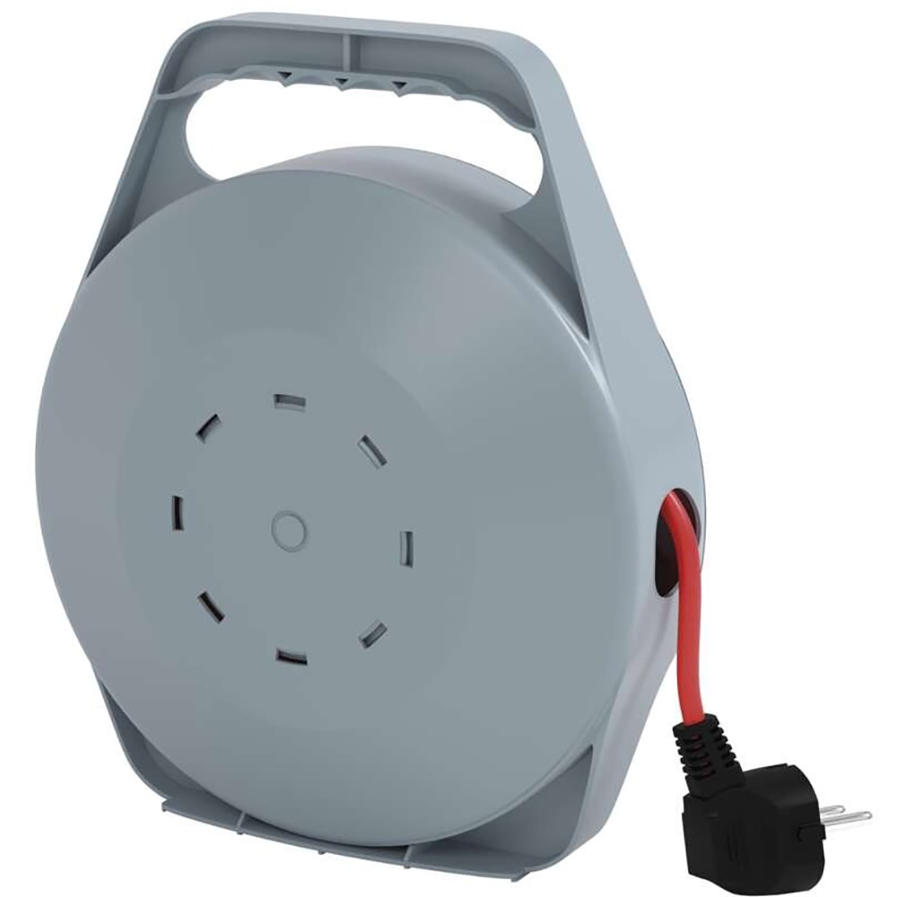 Prelungitor cu rola Emos, 4 prize Schuko, 10 m, 1mm2, 2300W, 230V, IP20, PVC, gri