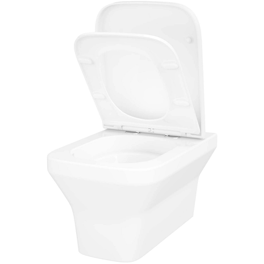 Vas WC suspendat GOODHOME Teesta, ceramica, capac duroplast, inchidere lenta, 36 x 53 x 35 cm, alb